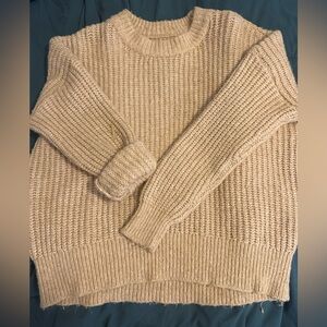 Cozy Tan Chunky Knit Sweater Oversized